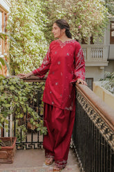 Mehru - Luxury Dhanak Heavy Embroidered 2PC Suit | Unstitched Zaroon Luxe