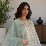 Iman - Luxury Lawn 3PC Chikenkari Heavy Embroidered Suit | ZF-069 Unstitched Summer Luxe '26