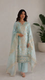 Iman - Luxury Lawn 3PC Chikenkari Heavy Embroidered Suit | ZF-069 Unstitched Summer Luxe '26