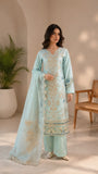 Iman - Luxury Lawn 3PC Chikenkari Heavy Embroidered Suit | ZF-069 Unstitched Summer Luxe '26
