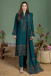 NOOR E FAJAR WINTER DHANAK 3PC WITH DHANAK EMBROIDERED SHAWL | Unstitched