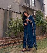 Adaab Embroiderd 3PC - TEAL | Zaroon Stitched