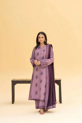 ZARAQ 3-Piece Luxury Linen With Fully Embroidered Shawl | Zaroon Stiched Luxe