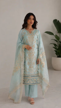Iman - Luxury Lawn 3PC Chikenkari Heavy Embroidered Suit | ZF-069 Unstitched Summer Luxe '26