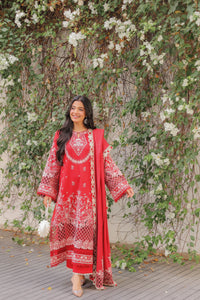 Sadaf - Luxury Lawn 3PC Chikenkari Heavy Embroidered Suit | Unstitched Summer Luxe '26
