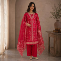 Noor - Luxury Lawn 3PC Chikenkari Heavy Embroidered Suit | ZF-067 Unstitched Summer Luxe '26