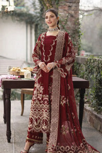 Mah-e-Rukh Mahroon  - Zf -03 Luxury Lawn 3PC Chikenkari Heavy Embroidered Suit | Summer Luxe '26