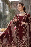 Mah-e-Rukh Mahroon  - Luxury Lawn 3PC Chikenkari Heavy Embroidered Suit | Unstitched Summer Luxe '26