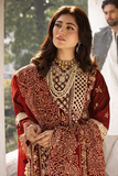 Mahnur Mahroon - Luxury Lawn 3PC Chikenkari Heavy Embroidered Suit | ZF-055 Unstitched Summer Luxe '26